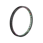 The Odyssey Hazard Lite 40th Anniversary Rim features a bold Oil Slick finish with multicolored splatter accents and "ODYSSEY" branding along the side for standout BMX style.