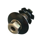 1.1/8 metal screw assembly with a star nut and toothed washer set against a pristine white background, featuring the STAR NUT HOLLOW 1.1/8 TL-666.