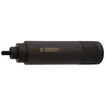 The Unior Threadless Star Nut Setter is a precision black cylindrical metal tool with a threaded tip and textured grip, perfect for those who value quality tools, making star nut installation effortless.