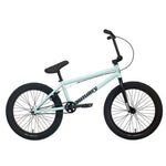 The Sunday Primer 20 Inch Bike is a light blue BMX bicycle with black handlebars, seat, and tires, featuring pro-level geometry.