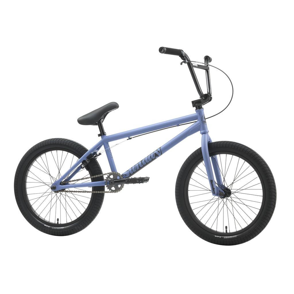 Sunday Scout 20 Inch Bike in blue, featuring black Odyssey handlebars, seat, and tires; displayed side-on against a white background.