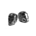 Add personality to your ride with Superhero Valve Caps (Pair)—fun, metallic accessories shaped like stylized helmets. Perfect for schrader valve stems, these unique caps are great rig additions, shown here against a crisp white background.