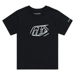 The TLD 25.1 Badge SS T-Shirt is a black tee with a white abstract graphic front, perfect for any wardrobe.
