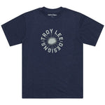 Navy blue TLD 25.1 Rotation SS T-Shirt showcasing "Troy Lee Designs" and a central geometric pattern, ideal for daily wear.