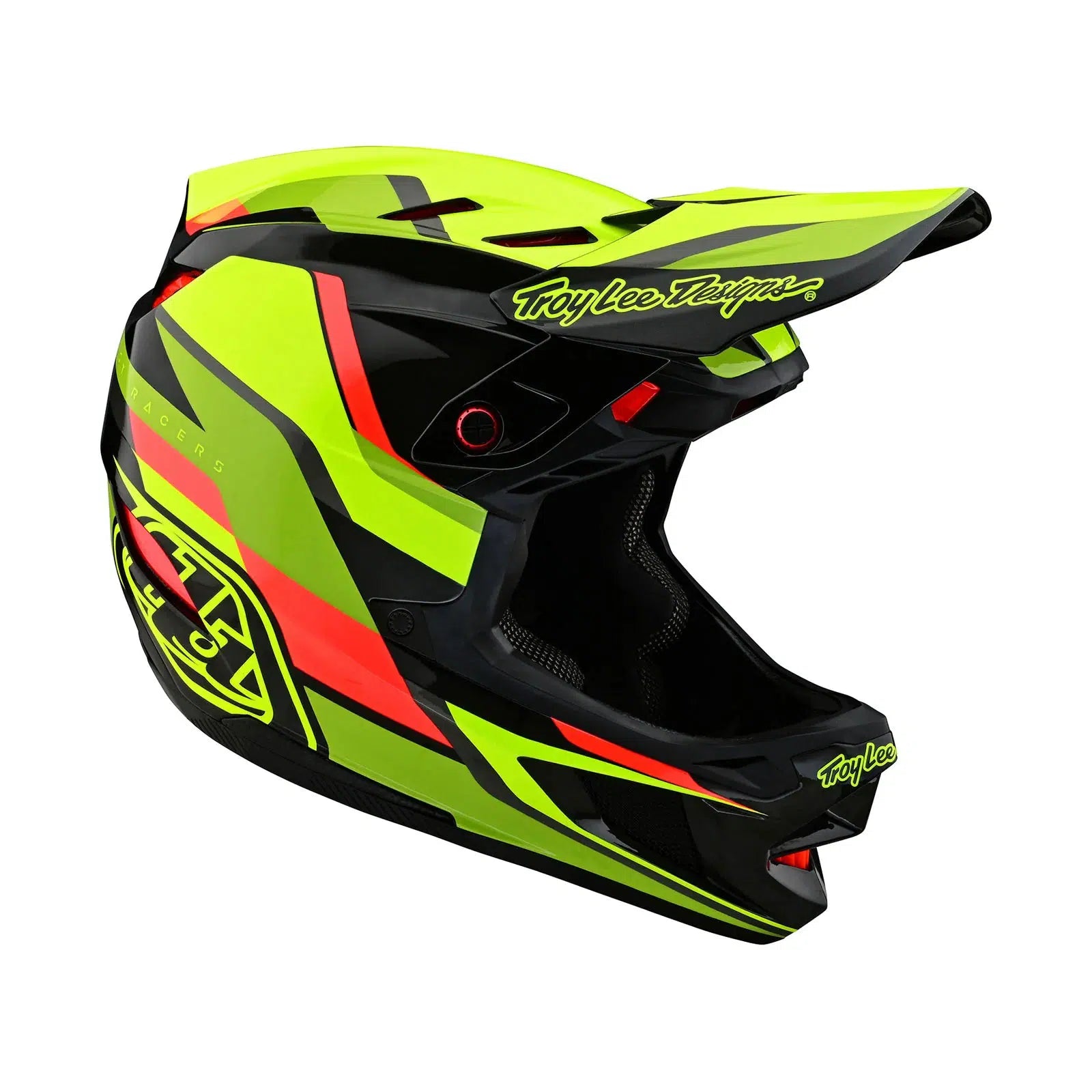 A yellow and black TLD D4 Carbon AS Helmet with MIPS Brain Protection System on a white background.