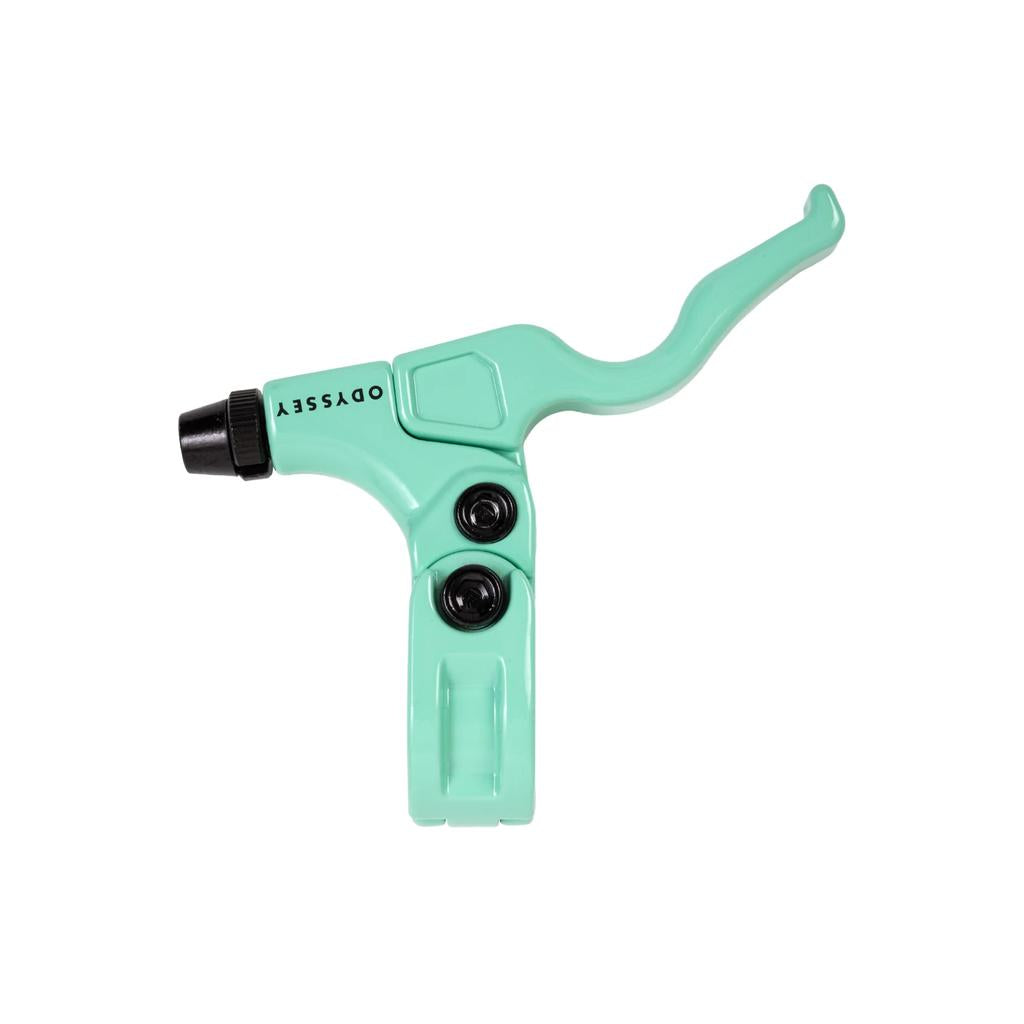 A mint green Odyssey Monolever Trigger Lever with "Odyssey" on the side, gyro compatible, shown against a white background.
