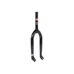 The Rant Twin Peaks 20 Inch Forks are black BMX bike forks featuring a Rant logo on the tube, durable 4130 CrMo construction, and a responsive 30mm offset.