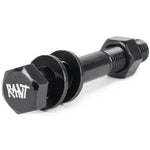 The Rant Fix 'Em Bottom Bracket Tool is a black metal tool made from hardened steel, with "RANT" printed in white on the end. It includes washers and nuts for secure fitment.