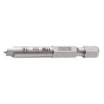 Close-up of the metallic Unior Nipple Drill Bit (1.5mm) with engraved numbers and markings, featuring a hexagonal and cylindrical shape. Quality guaranteed, this tool is crafted with precision like a professional bicycle tool.