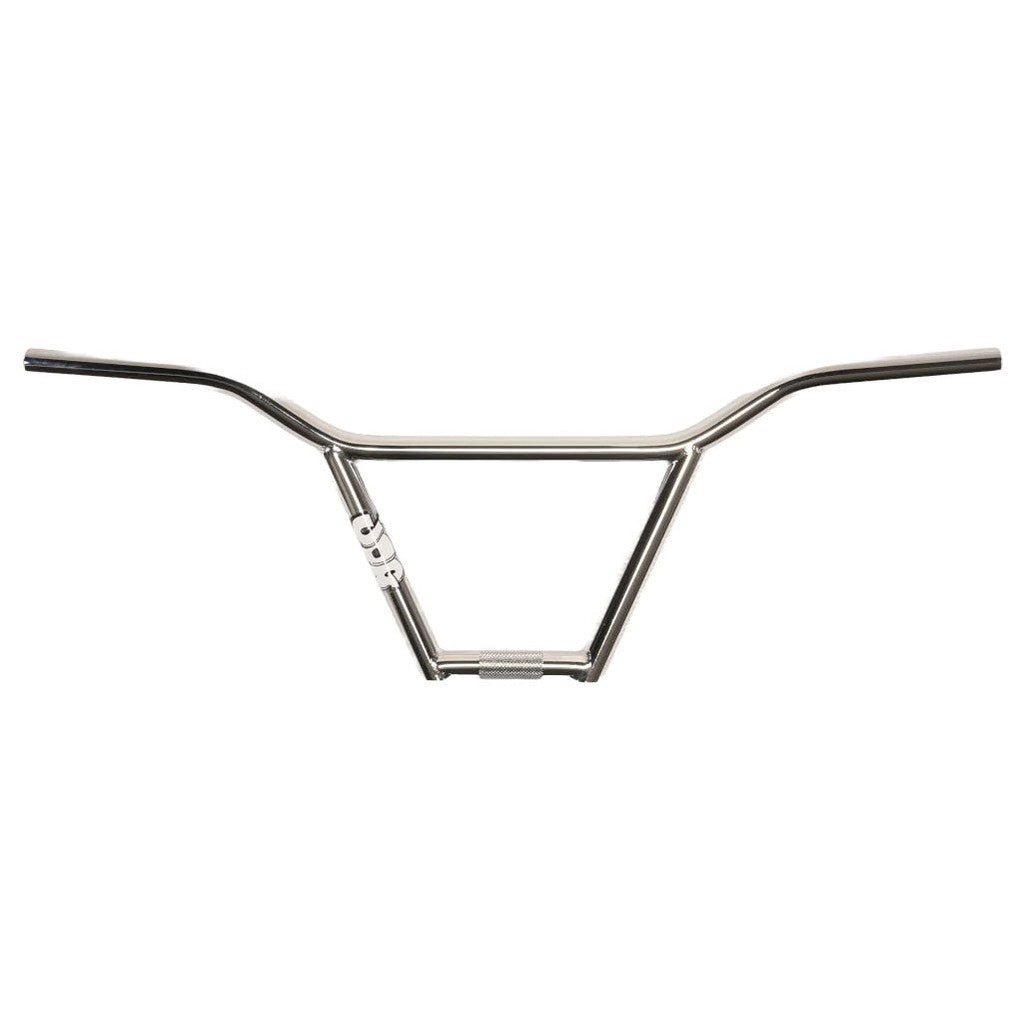 United JOG Bar 4130 Chromoly steel BMX handlebars with a central triangular design, isolated on a white background.