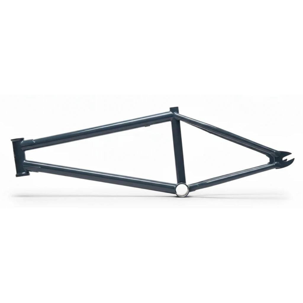 A United Pro Model Frame (Marius Dietsche Signature) in dark gray, made from high-quality 4130 Sanko Japanese tubing, is displayed lying horizontally on a white background, with no wheels, seat, or handlebars attached.
