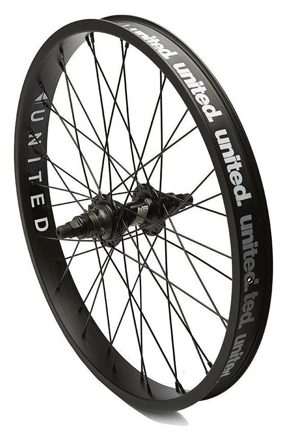 Black United Supreme Wheel 20 Inch Rear Wheel with branded 'United' rim and Supreme cassette hub, viewed against a white background.