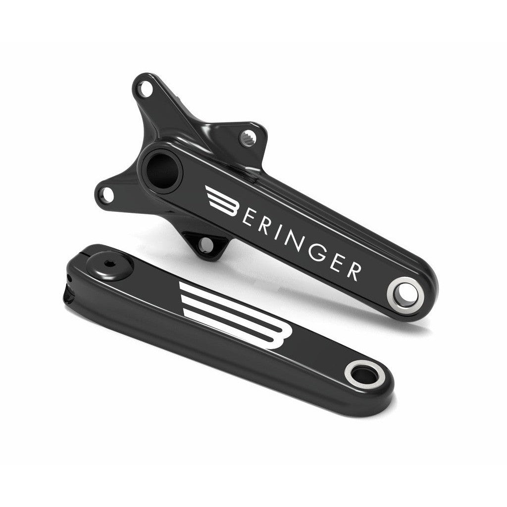A pair of black Beringer J2 Junior Crankset handlebars with the word Beringer on them.
