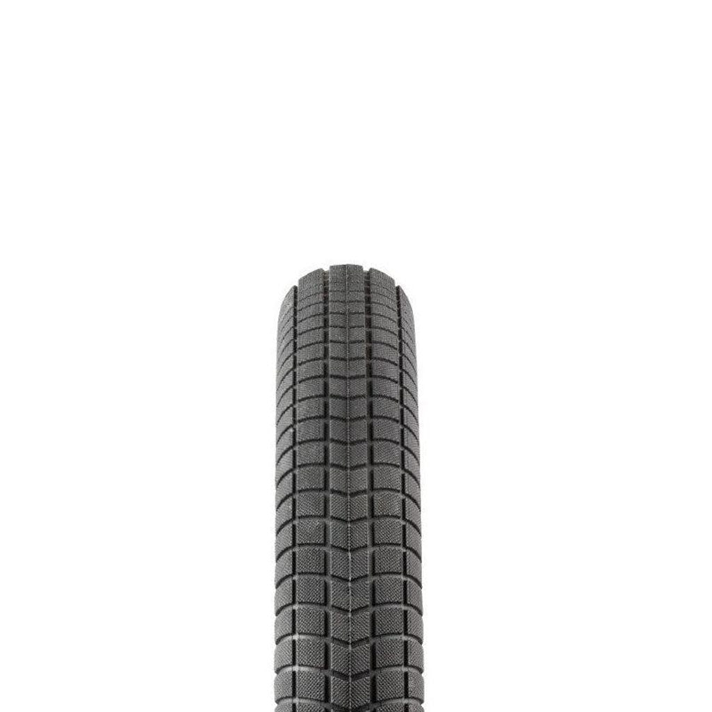 Close-up image of a black Primo V Monster Tyre featuring an excellent traction rectangular tread pattern against a white background.