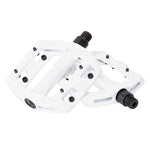 A pair of lightweight white Eclat Slash Alloy Pedals on a white background.