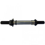 WeThePeople HELIX Rear Hub Axle/Cone set features a metal axle shaft with threaded ends and two circular flanges positioned near each end, made of Crmo/Alloy.