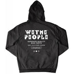 Wethepeople SQB Hoodie with white geometric text reading "WeThePeople" and additional information about "Superior Quality Bike Parts.