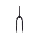 The Wethepeople Utopia Zero Flatland Fork is a black BMX fork featuring a CNC'd steerer tube, two fork blades, and white geometric graphics along the sides.