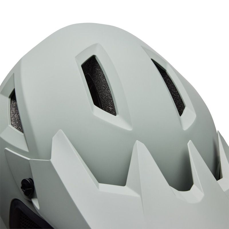 Close-up of the Bell Sanction 2 Dark Grey helmet, highlighting its entry-level design, air vents, and angular details.